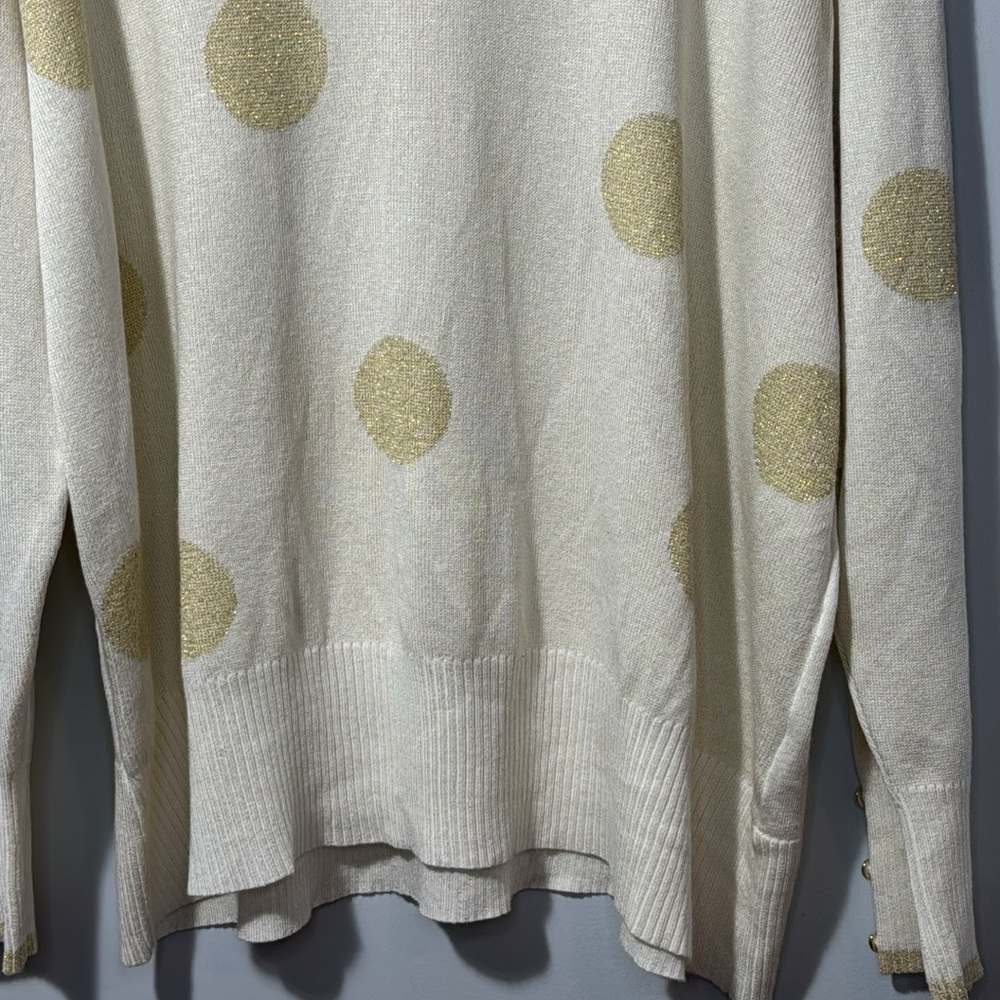 NWT Retrology Cream with Gold Polka Dots Turtleneck Sweater in Size 2X - Picture 4 of 10